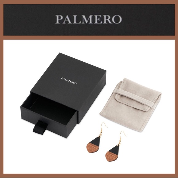 Palmero- Lauma Collection- Jobelle Earrings- Wood & Resin Teardrop 14K Gold pltd - Picture 1 of 6